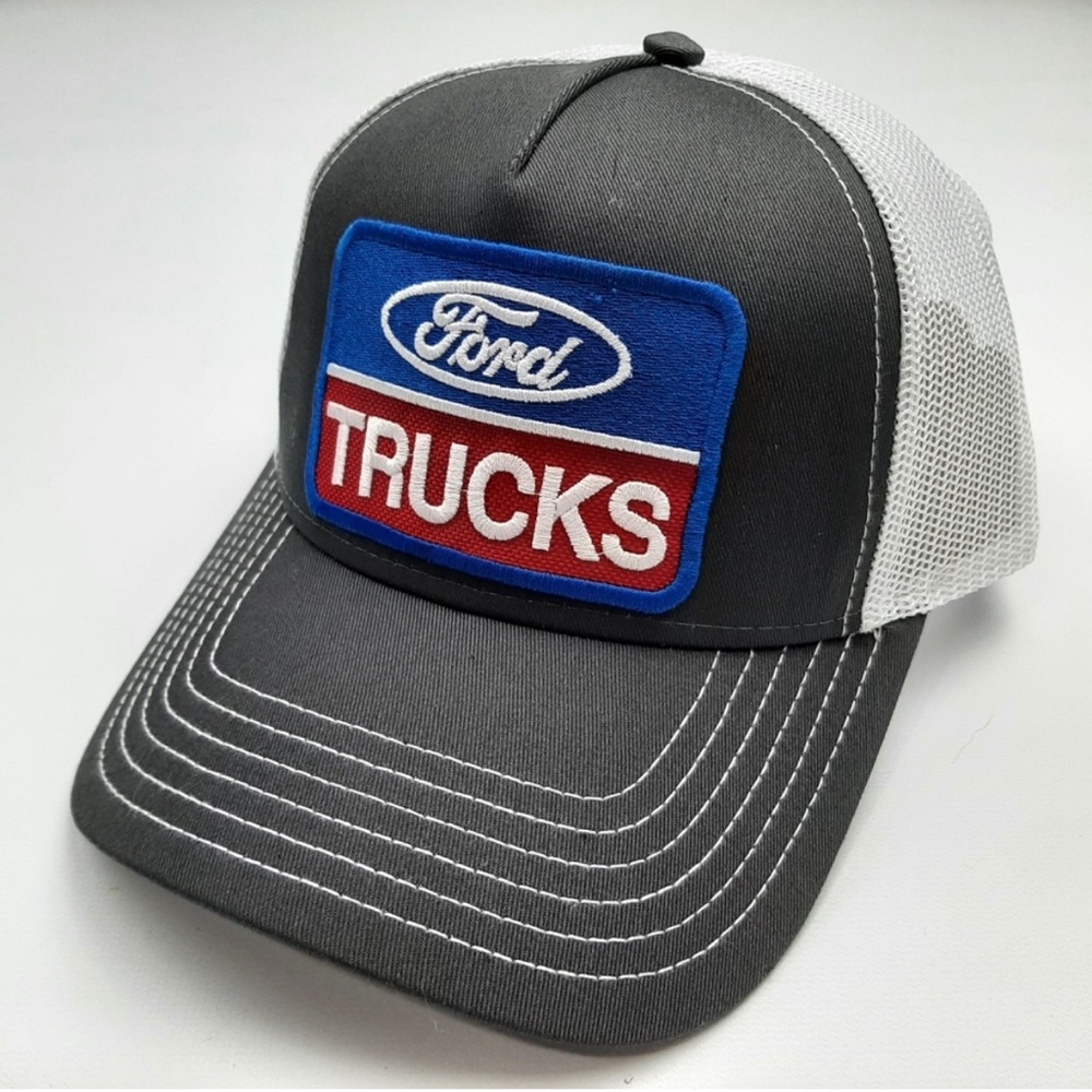 Ford trucks embroidered patch mesh snapback hat cap gay white curved bill